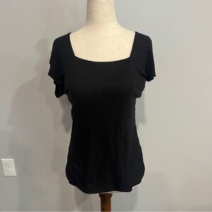 INC‎ International Concepts Black Fitted Short Sleeve T-Shirt Large
